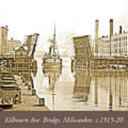 Kilbourn Avenue Bridge, Milwaukee, Wisconsin, 1915-1920, Vintage #3 Art Print