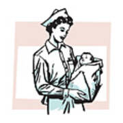 Nurse Holding Baby #3 Art Print