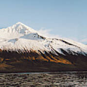 Beautiful Scene Of A Landscape With High Snowy Mountains And Sea. #4 Art Print