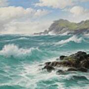 Waves Off The Cornish Coast Art Print