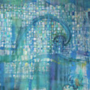 4283 Blue Wave Grid Art Print