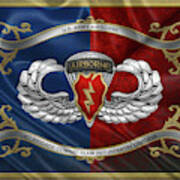 4th Brigade Combat Team 25th Infantry Division Airborne Insignia With Parachutist Badge Over Flag Art Print