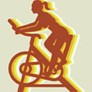 Woman Working Out On An Exercise Bike #5 Art Print