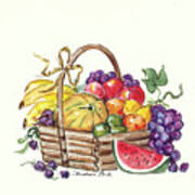 601 Watermelon And Fruit Basket Art Print