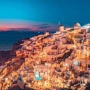 Amazing Evening View Of Santorini #9 Art Print