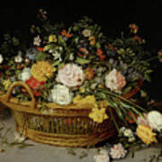A Basket Of Flowers Art Print