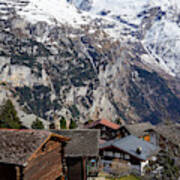 A Beautiful View From Murren Village In Switzerland. Art Print