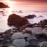 A Giants Causeway With Fog On The Art Print