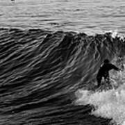 A Male Surfer Stalls For A Barrel While Art Print