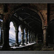A Ruined Gothic Colonnade By Louis Daguerre Art Print