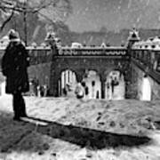 A Snowy Night In Central Park Art Print