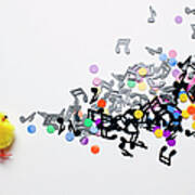 A Toy Easter Chick Next To A Group Of Art Print
