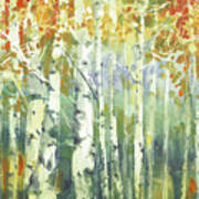 Abstract Birch Trees Warm Art Print