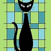 Abstract Cat In Green Art Print
