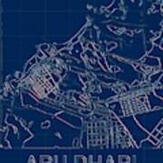 Abu Dhabi Blueprint City Map Art Print