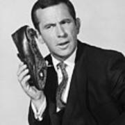 Actor Don Adams With Shoe-phone Art Print