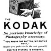 Advertisement For Kodak Cameras, 1893 Art Print