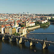 Aerial View Of Charles Bridge Over The Art Print