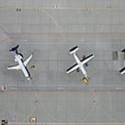 Aerial View Of Three Parked Airplanes Art Print