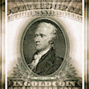 Alexander Hamilton 1907 American One Thousand Dollar Bill Currency Triptych Art Print