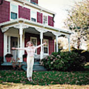 Alison Spear Jumping Outside Her Farmhouse Art Print