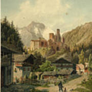 Alpine Landscape With A Castle. Artist Art Print