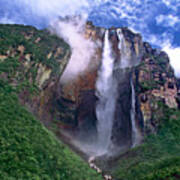 Angel Falls And Ayuan Tepui Canaima National Park Venezuela Art Print