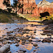Angels Landing Reflected In The Waters Art Print
