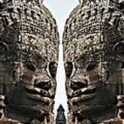 Angkor Wat, Giant Faces At Bayon Temple Art Print
