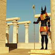 Anubis Statue In Temple Art Print