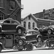 Automobile Transported On Truck Delivered To Dealers Art Print