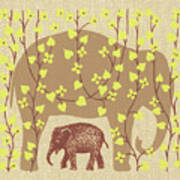Baby Elephant With Parent Art Print