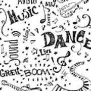 Background Made Up Of Music Doodles Art Print