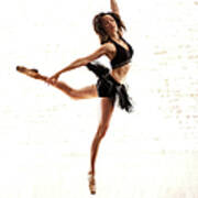 Ballet Dancer Jumping In Black Tutu Art Print
