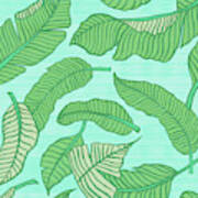 Banana Leaf Pattern Blue Art Print