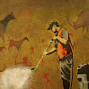 Banksy's Cave Painting Cleaner Art Print