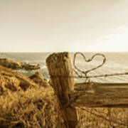 Barb Wire Love By The Sea 2 Art Print