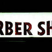 Barber Shop Sign At Night Art Print