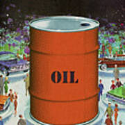 Barrel Of Oil At Auto Show Art Print