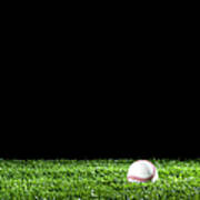 Baseball In The Grass At Night Art Print
