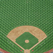 Baseball Stadium During Game, Aerial Art Print