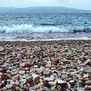 Beach Pebbles In Hydra Greece, Aegean Art Print