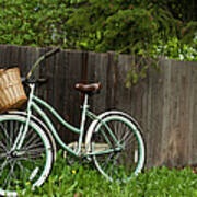 Bicycle With Wooden Fence Art Print