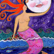 Big Diva Mermaid Moon Lover Art Print