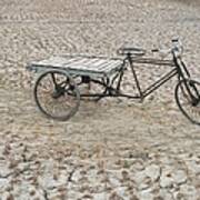 Bike On Dry Paddy Field Art Print