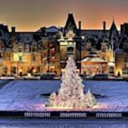 Biltmore Christmas Night All Covered In Snow Art Print