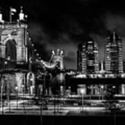 Black And White Roebling Bridge Art Print