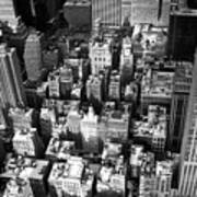 Black And White View Of City, New York Art Print