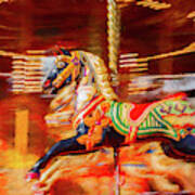 Black Carousel Horse Painting Art Print