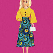 Blonde Fashion Doll Wearing Maxi Dress Art Print